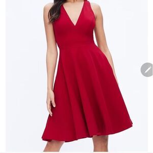 Dress the Population Red Fit and Flare Maxi Dress